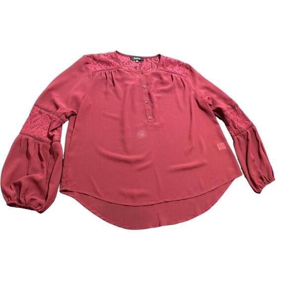 Aakaa‎ Blouse Size M Red Color Long Sleeve Lightweight - Picture 1 of 11